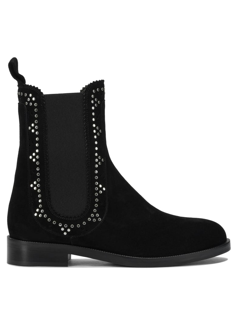 black suede blend ankle boots by Selfnex