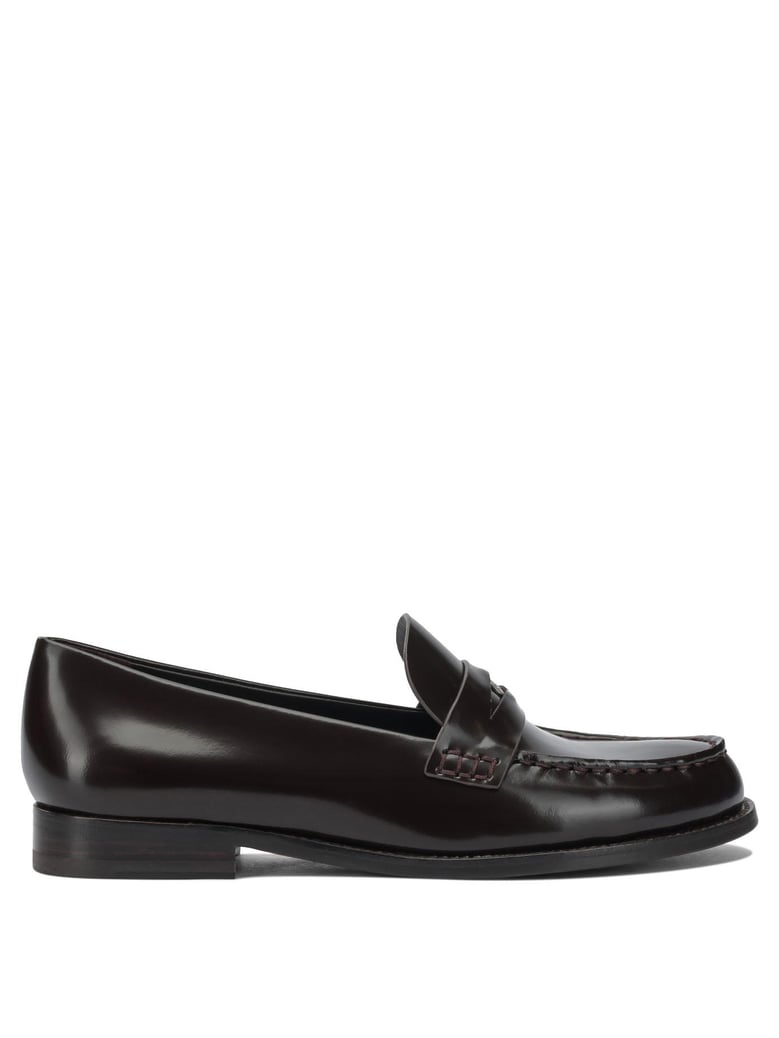 brown bovine leather loafers by Selfnex
