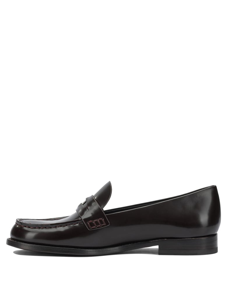 brown bovine leather loafers by Selfnex