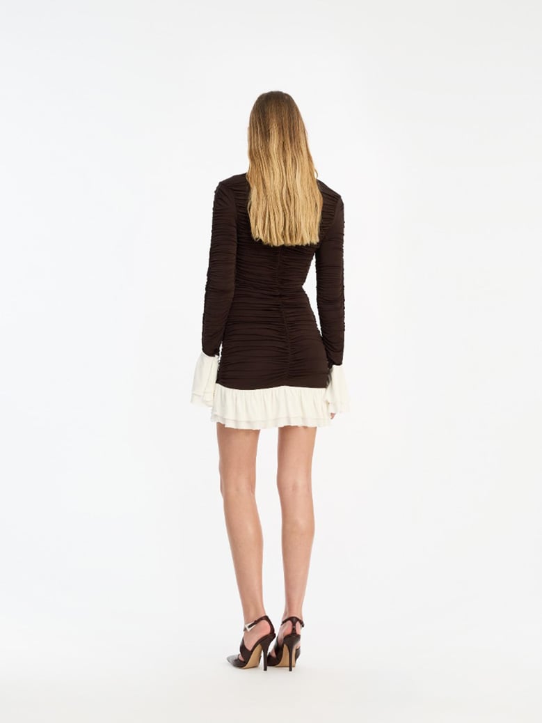 long-sleeved ruffled mini dress by Selfnex