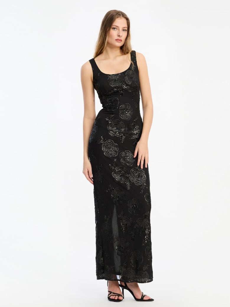 sequins fitted maxi dress by Selfnex