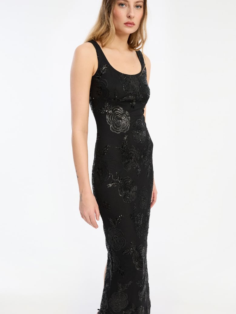 sequins fitted maxi dress by Selfnex
