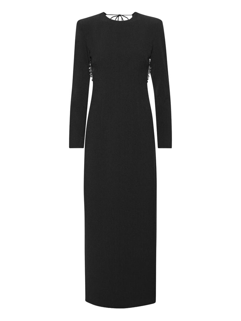 crepe open back dress by Selfnex