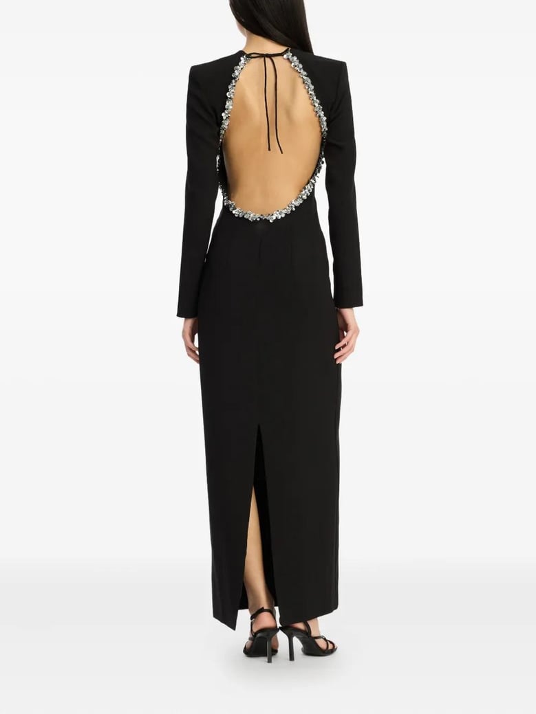 crepe open back dress by Selfnex