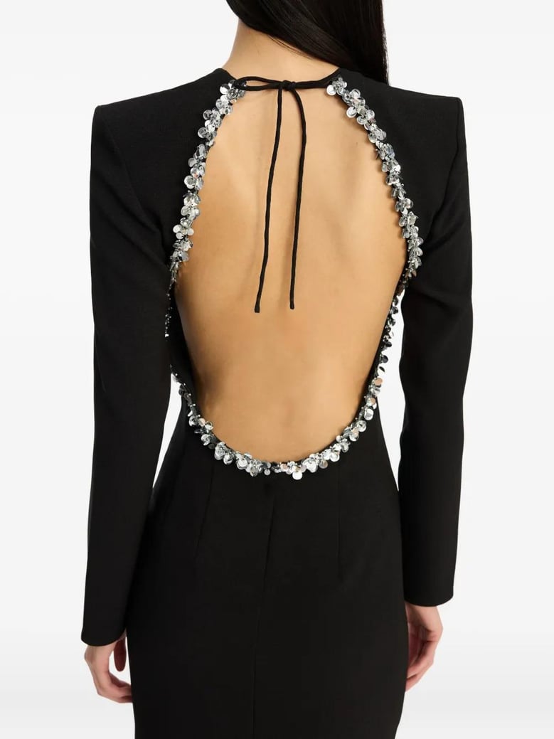 crepe open back dress by Selfnex