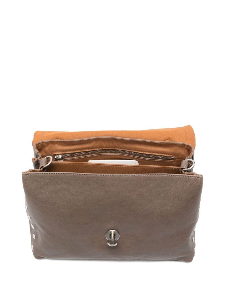 postina tabacco baby leather handbag by Selfnex