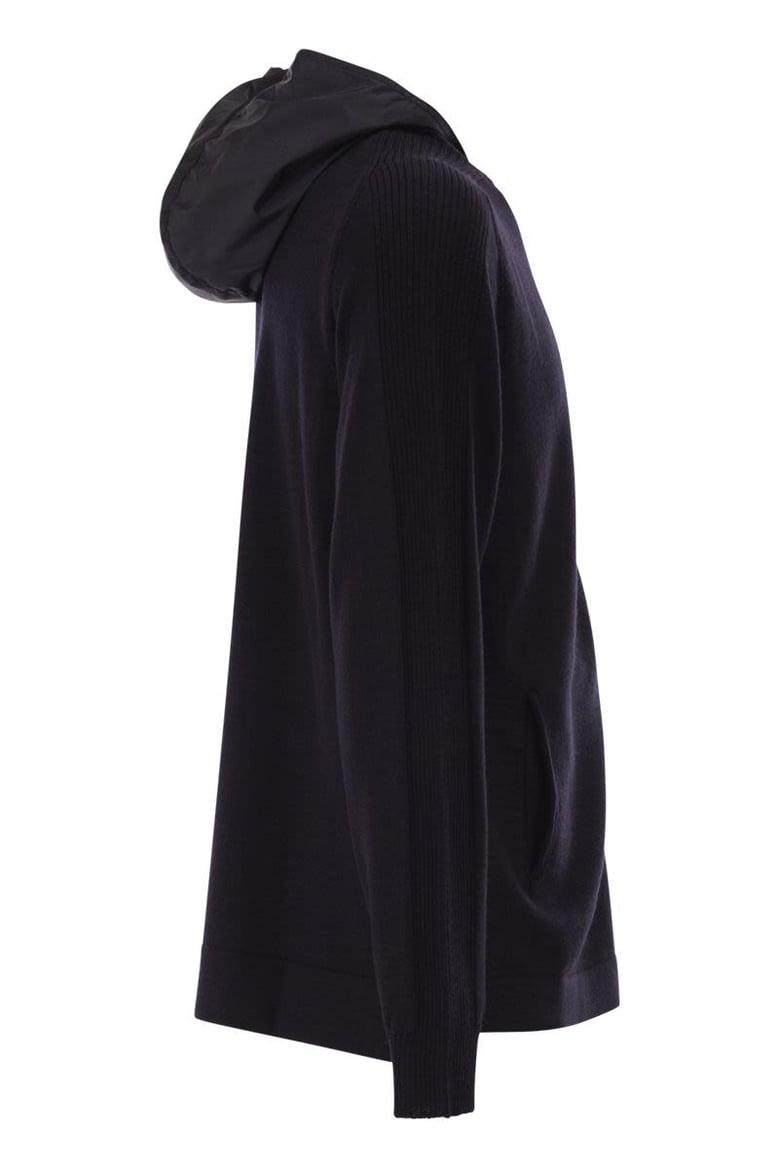 wool cardigan with nylon hood by Selfnex