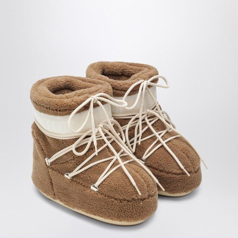 icon low boot in camel teddy fabric by Selfnex