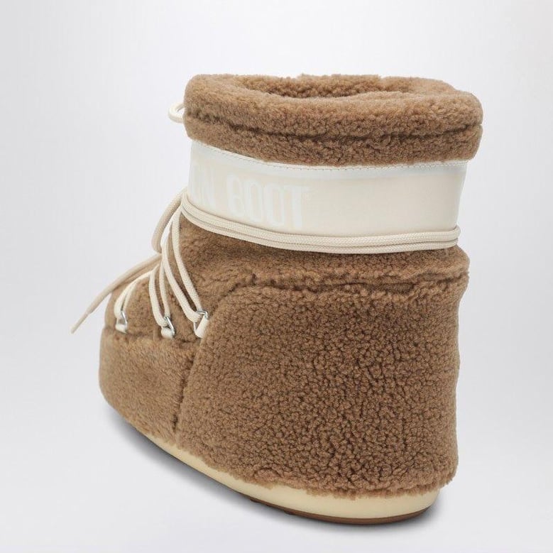 icon low boot in camel teddy fabric by Selfnex