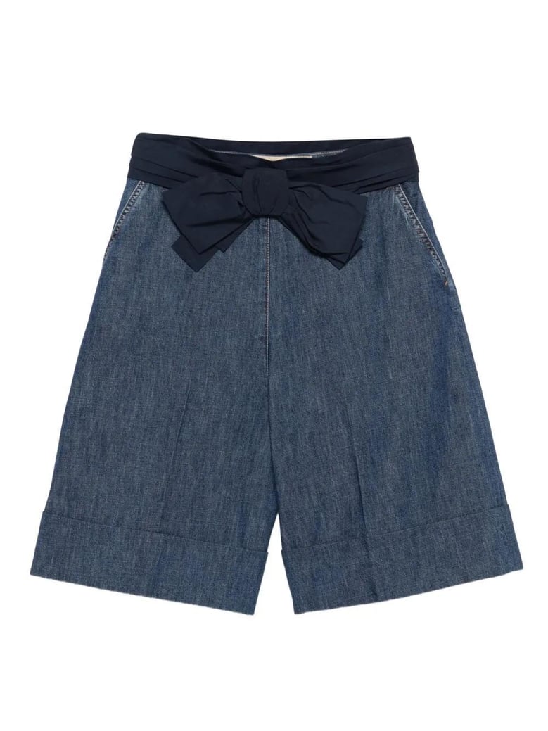 denim bermuda shorts with oversized bow by Selfnex