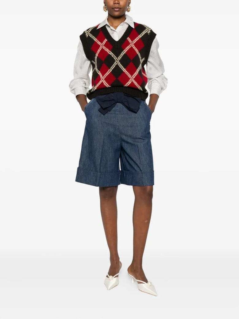 denim bermuda shorts with oversized bow by Selfnex