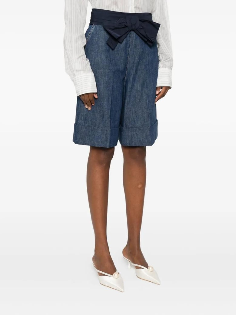 denim bermuda shorts with oversized bow by Selfnex