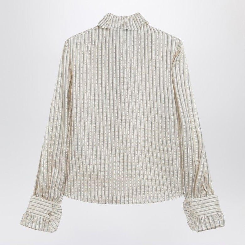 light beige silkblend shirt with ruffles by Selfnex