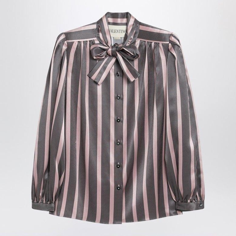 striped crepe de chine shirt by Selfnex