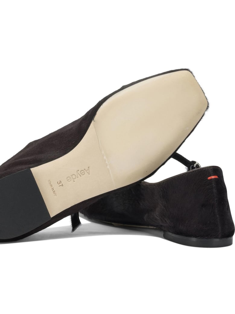 brown ponyhair ballerinas by Selfnex