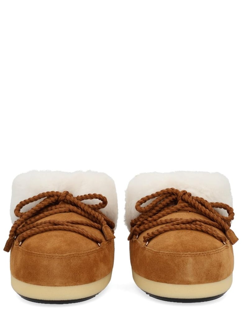 moon boot evx suede mules with sheepskin trim by Selfnex
