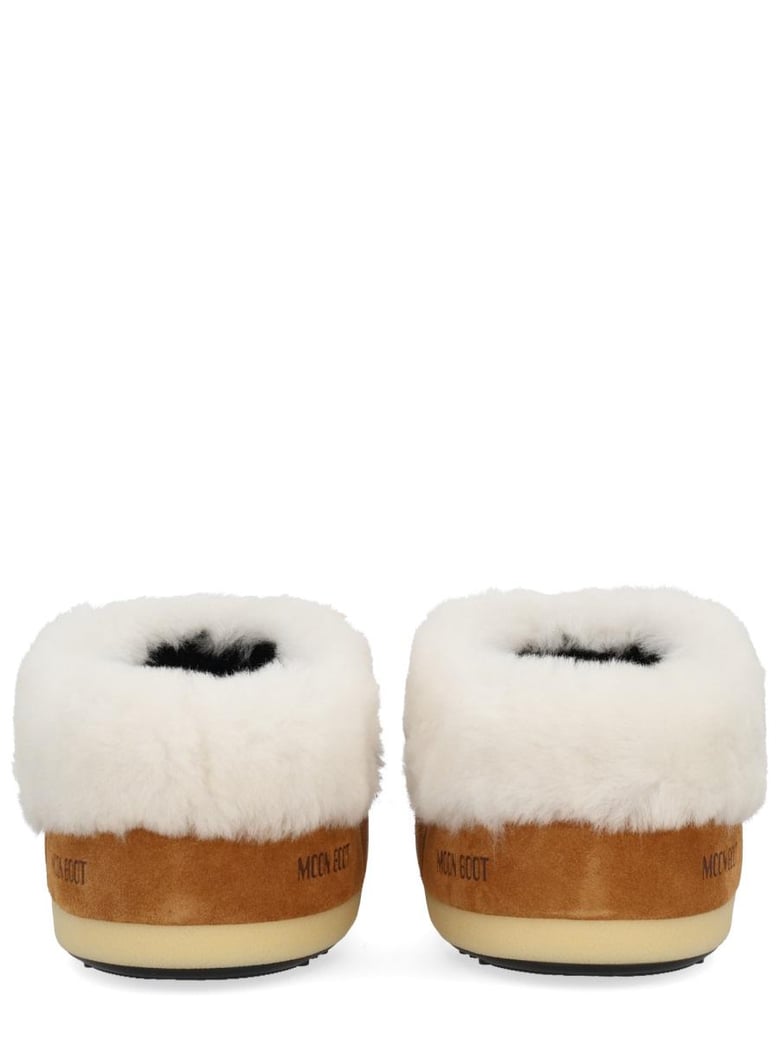 moon boot evx suede mules with sheepskin trim by Selfnex