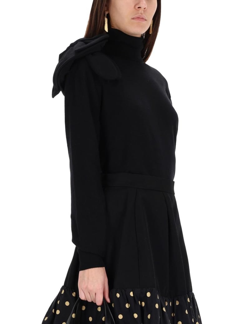 black turtleneck sweater with flower detail by Selfnex