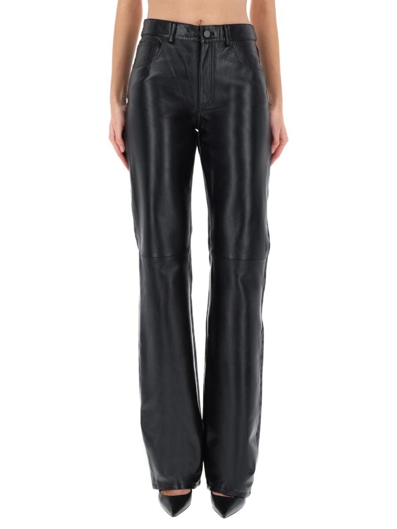 star black denim & leather pants by Selfnex