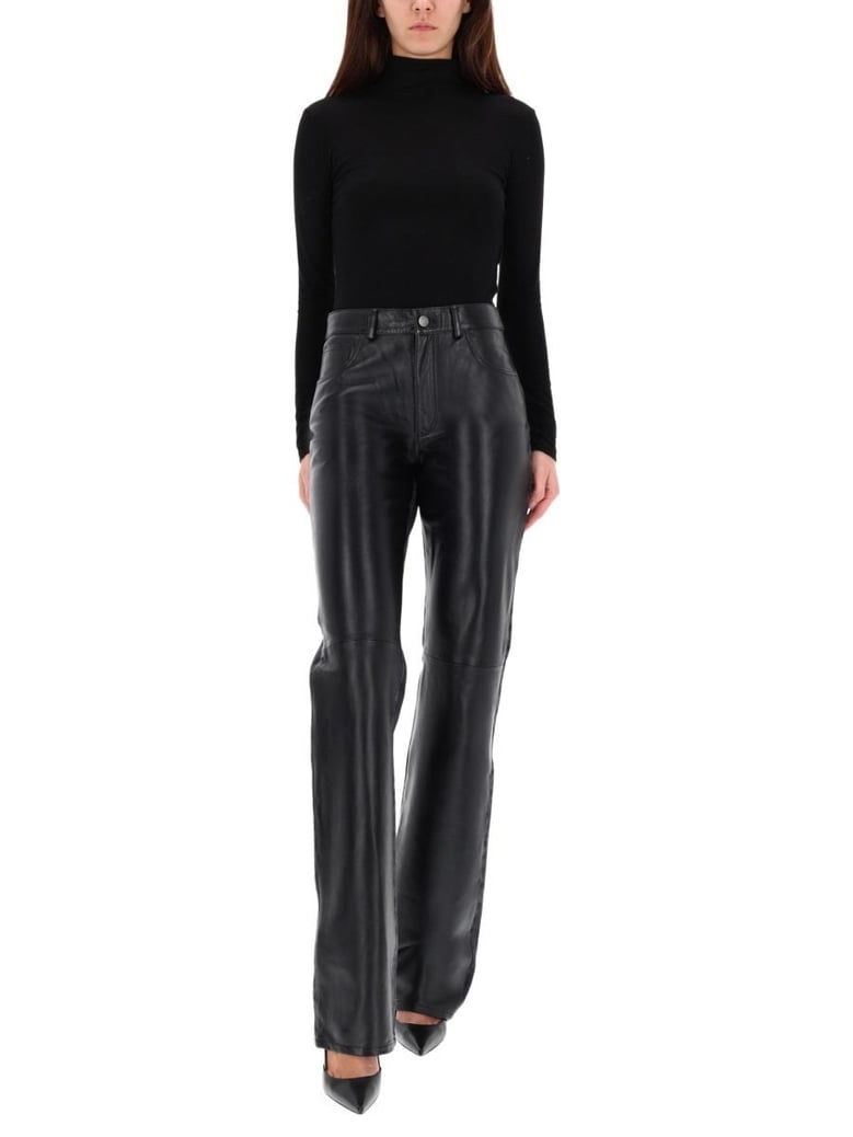star black denim & leather pants by Selfnex