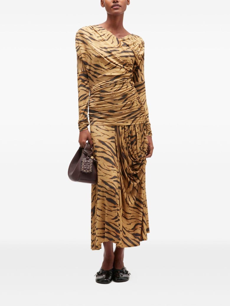 brown viscose blend dress by Selfnex