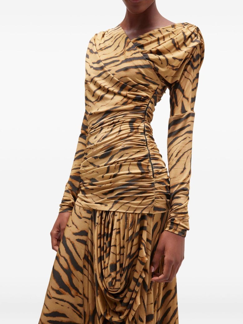 brown viscose blend dress by Selfnex