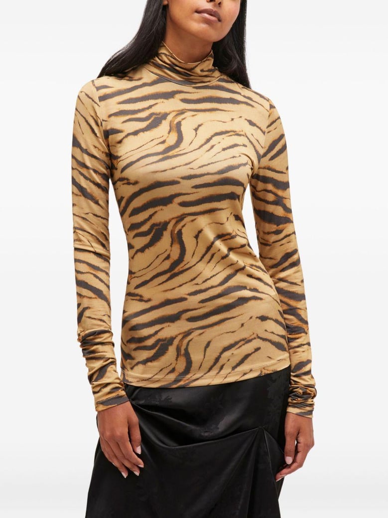 brown viscose blend top by Selfnex
