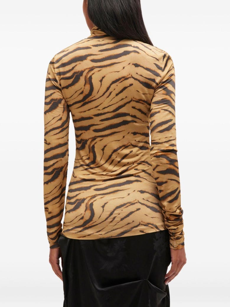 brown viscose blend top by Selfnex