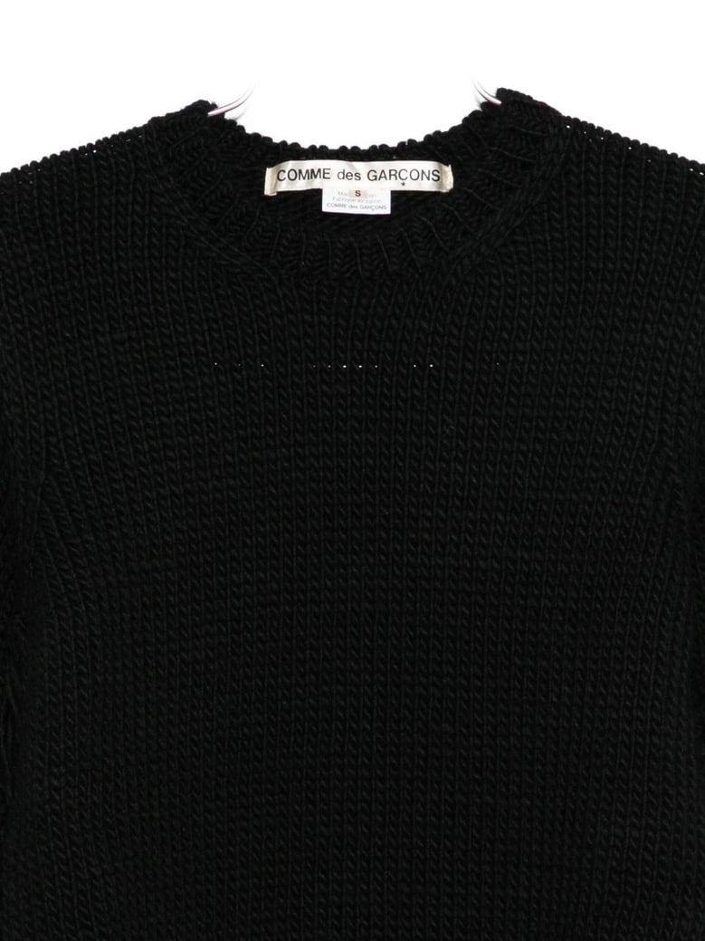 fringed wool crewneck sweater by Selfnex