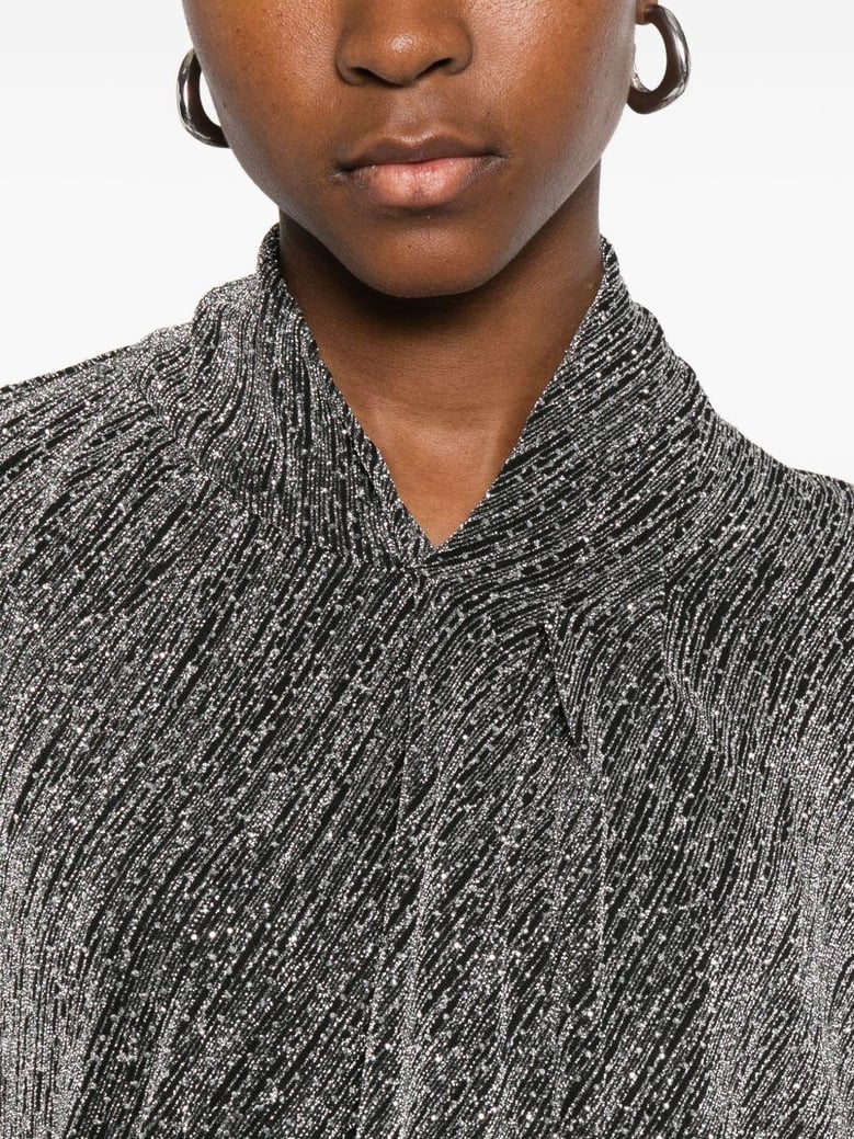 metallic high-neck top by Selfnex