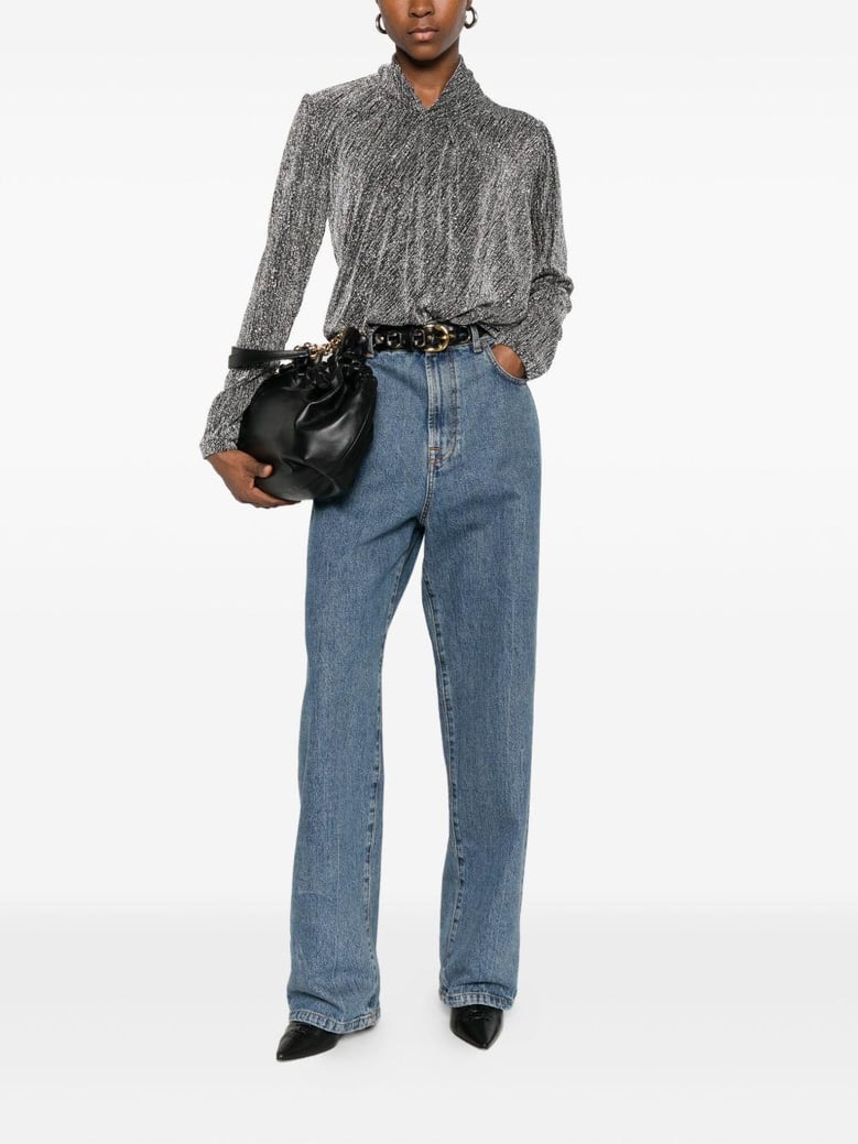 metallic high-neck top by Selfnex