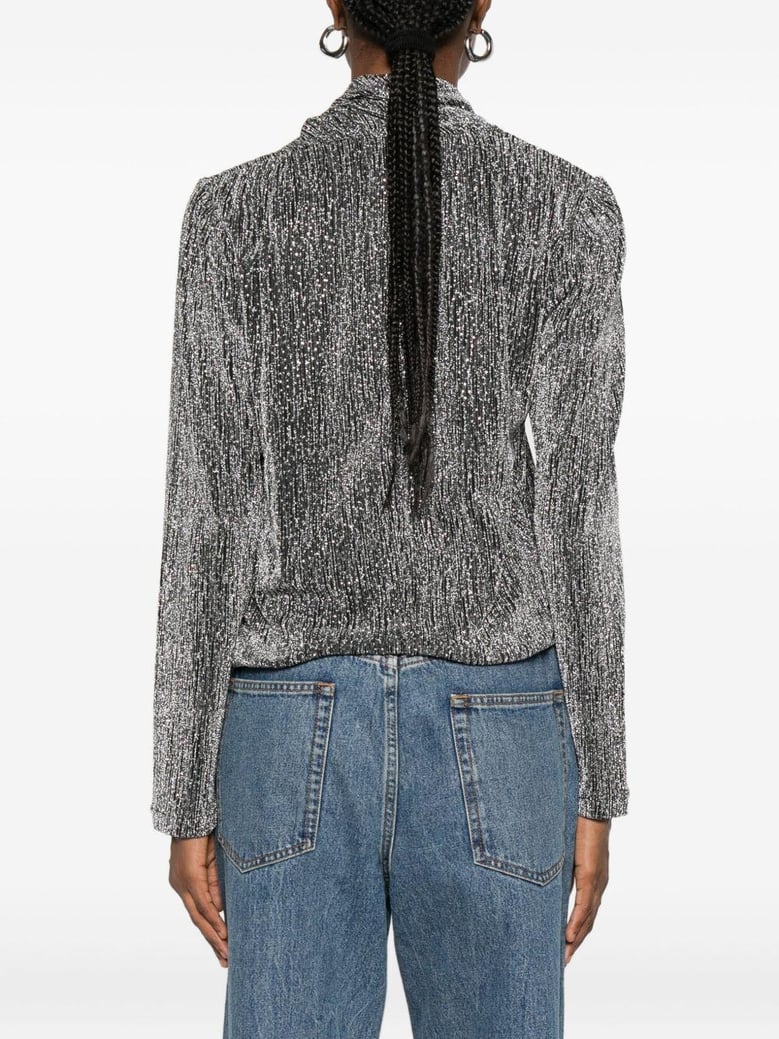 metallic high-neck top by Selfnex