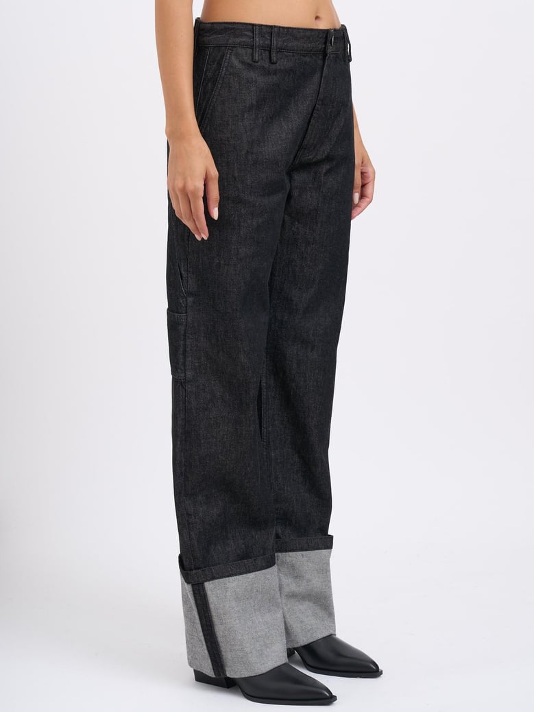 cuff jean raw black pants by Selfnex