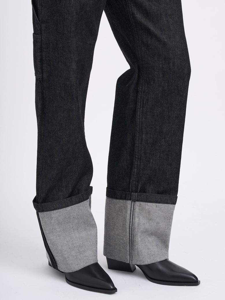 cuff jean raw black pants by Selfnex