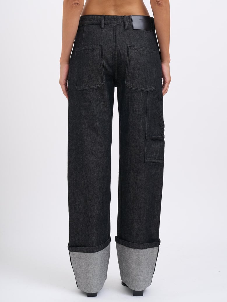 cuff jean raw black pants by Selfnex