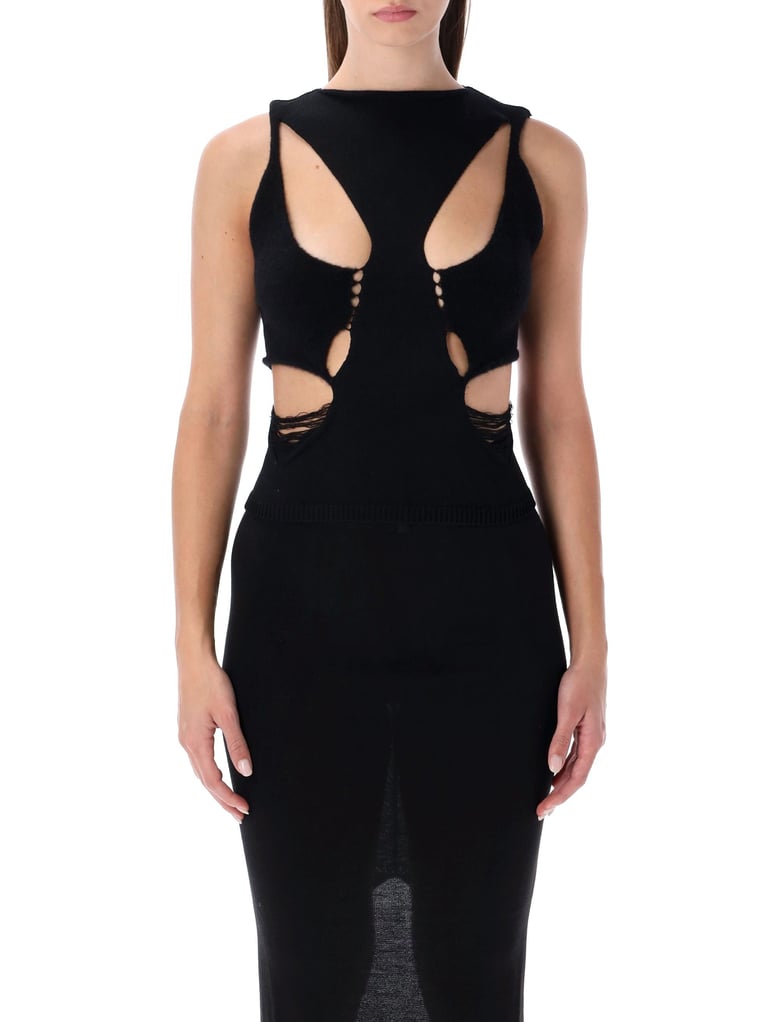 rick owens black wool cut-out top by Selfnex