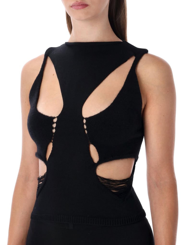 rick owens black wool cut-out top by Selfnex