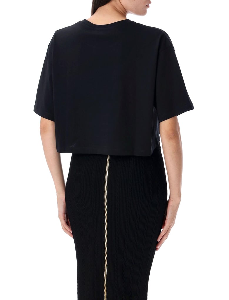 printed logo cropped t-shirt by Selfnex