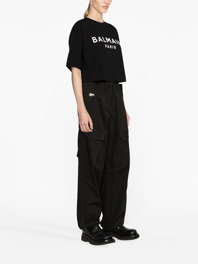 printed logo cropped t-shirt by Selfnex