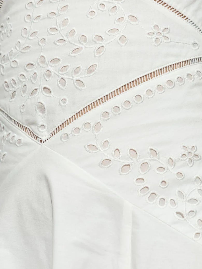 white strap dress with leaf embroidery by Selfnex