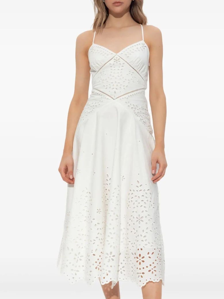 white strap dress with leaf embroidery by Selfnex