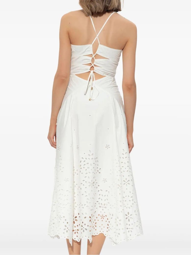 white strap dress with leaf embroidery by Selfnex