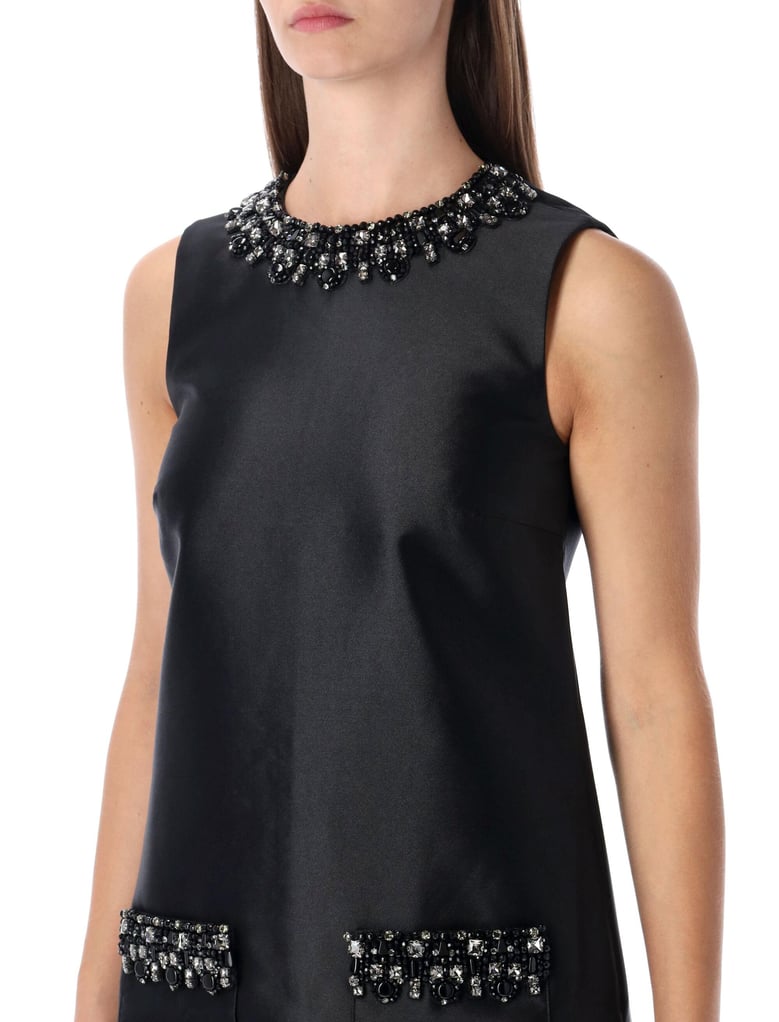 self-portrait black taffeta embellished mini dress by Selfnex