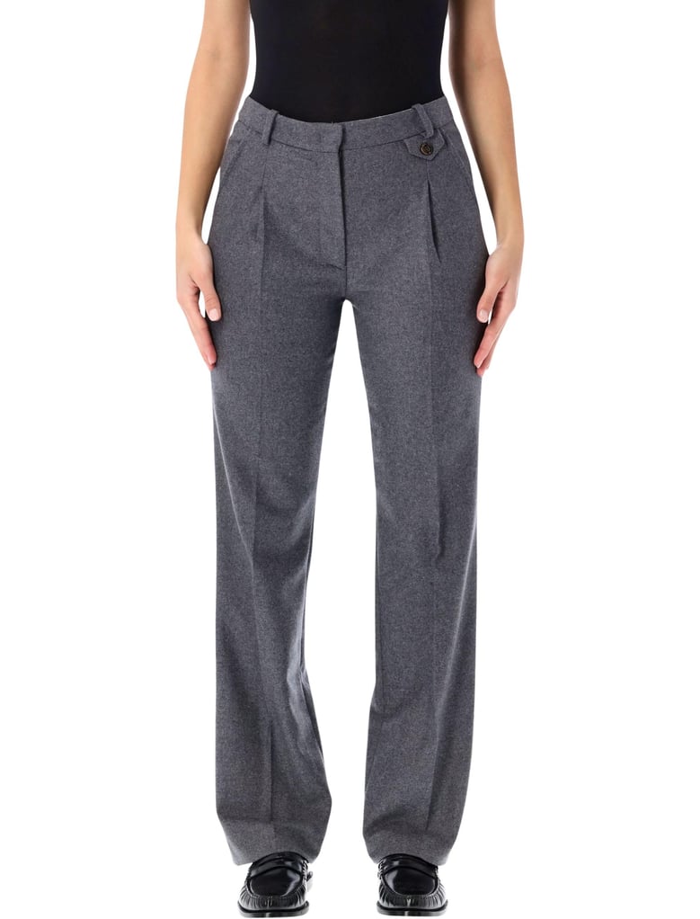 the garment mitch pants in grey melange wool by Selfnex