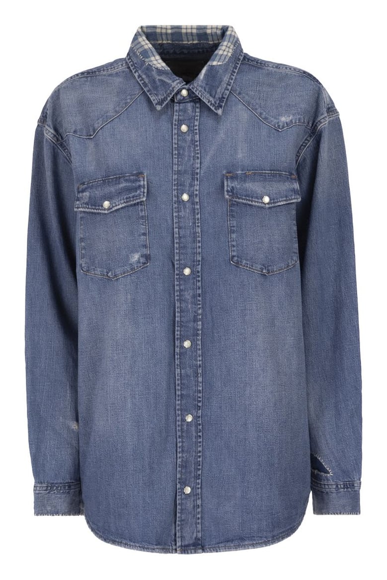 denim western shirt by Selfnex