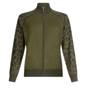 leopard sleeves zip jacket by Selfnex