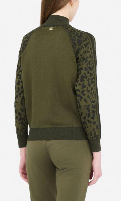 leopard sleeves zip jacket by Selfnex