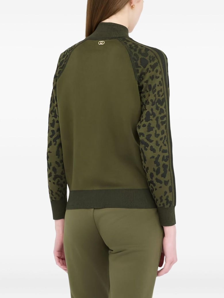 leopard sleeves zip jacket by Selfnex