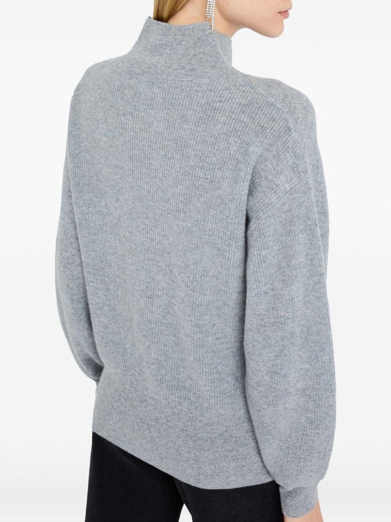 grey pearl embellished puff sweater by Selfnex