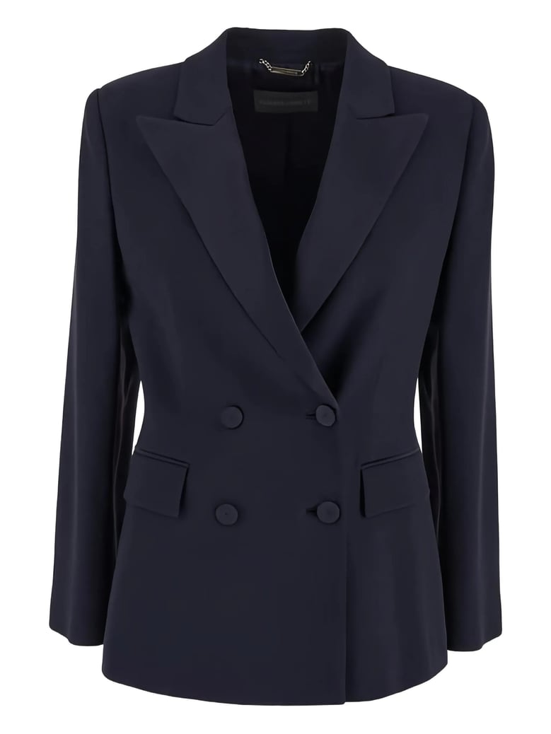 blue enver satin blazer by Selfnex